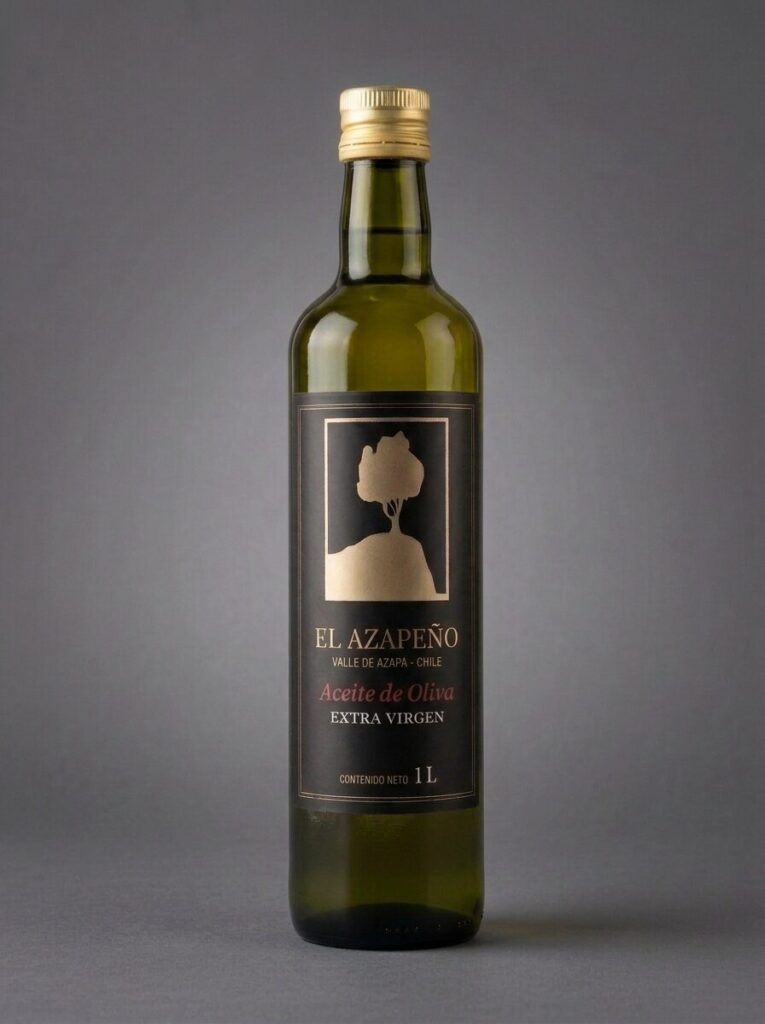 Botella de vidrio de aceite de oliva extra virgen El Azapeño